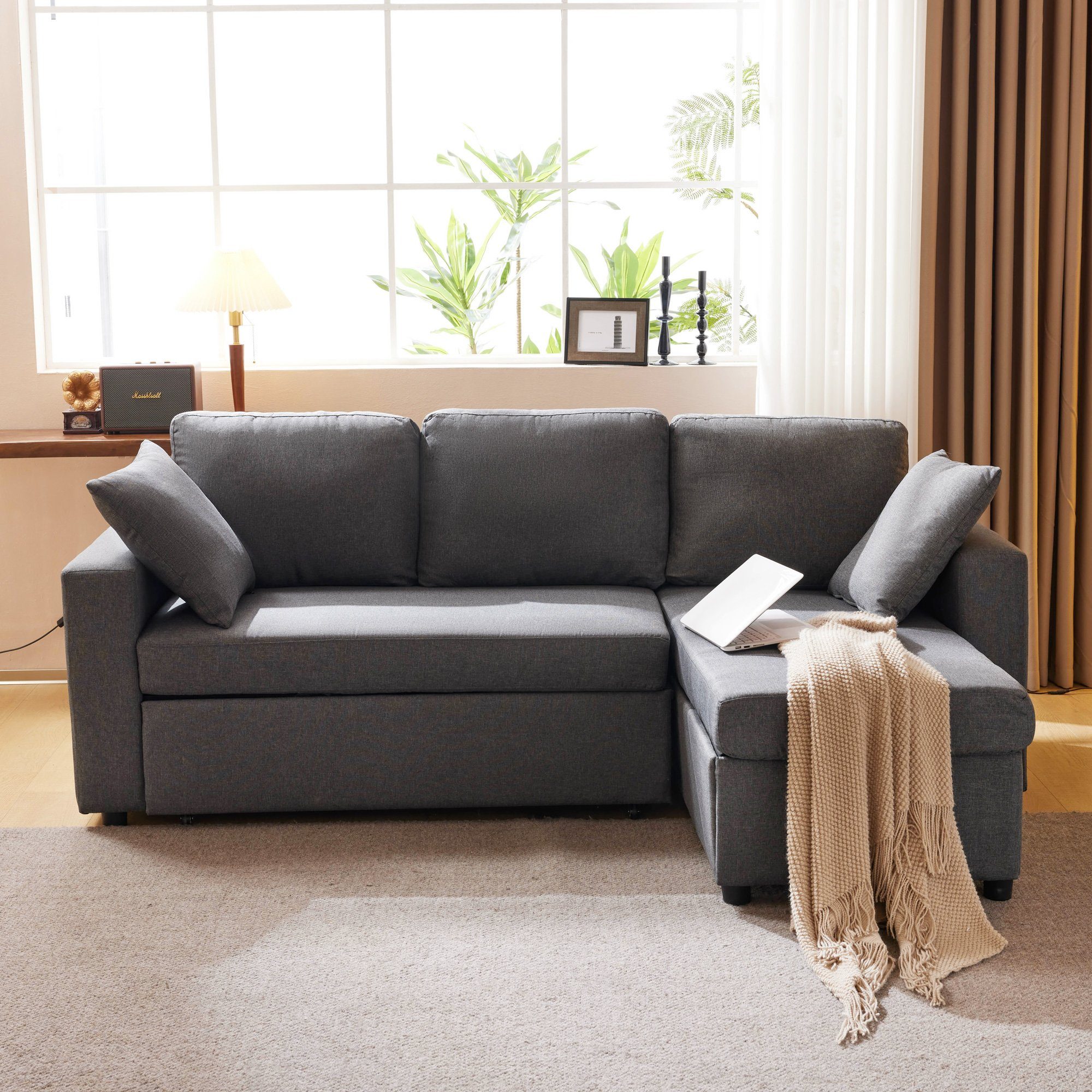 REDOM Ecksofa Schlafsofa Sofa mit Chaiselongue, mit Stauraum, Wohnzimmersofas, mit Stauraum, Wohnzimmersofas