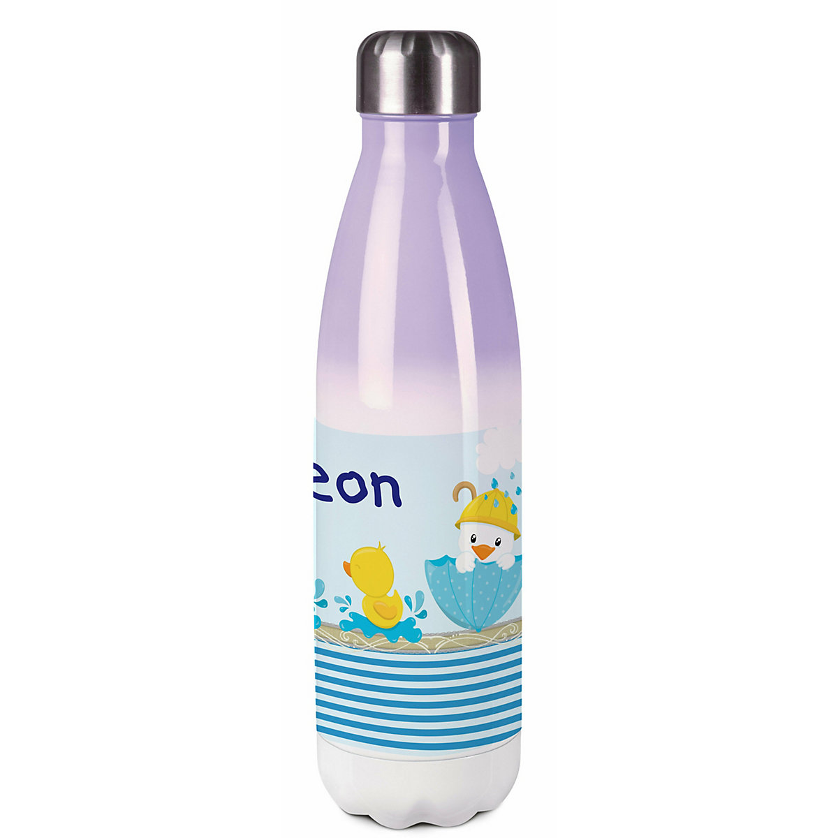 Edelstahl Kinder Thermoflasche / Trinkflasche bunt Ente Spülmaschinenfest, Auslaufsicher, Bruchfest, Doppelwandig, Für Heißgetränke geeignet, Mit Deckel, Isoliert