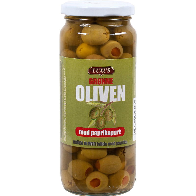 Luxus Oliven grønn Luxus 340 g, med paprika
