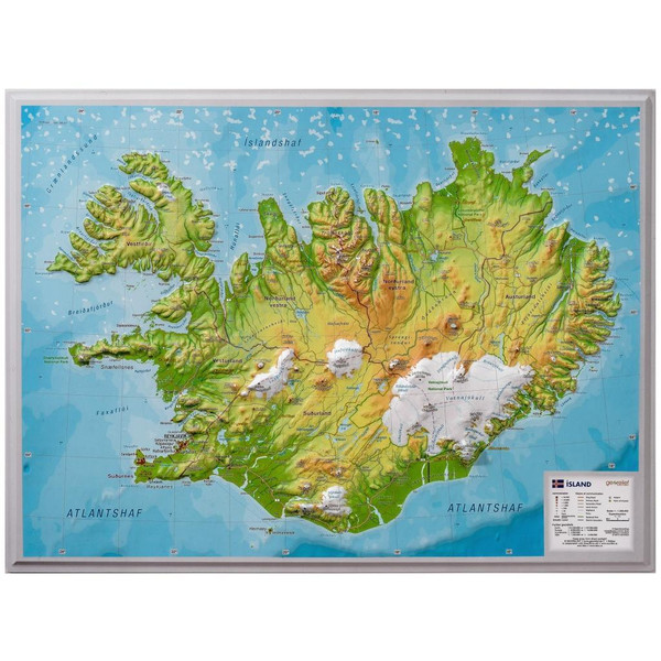Relief Island klein 1:500.000 - Karte