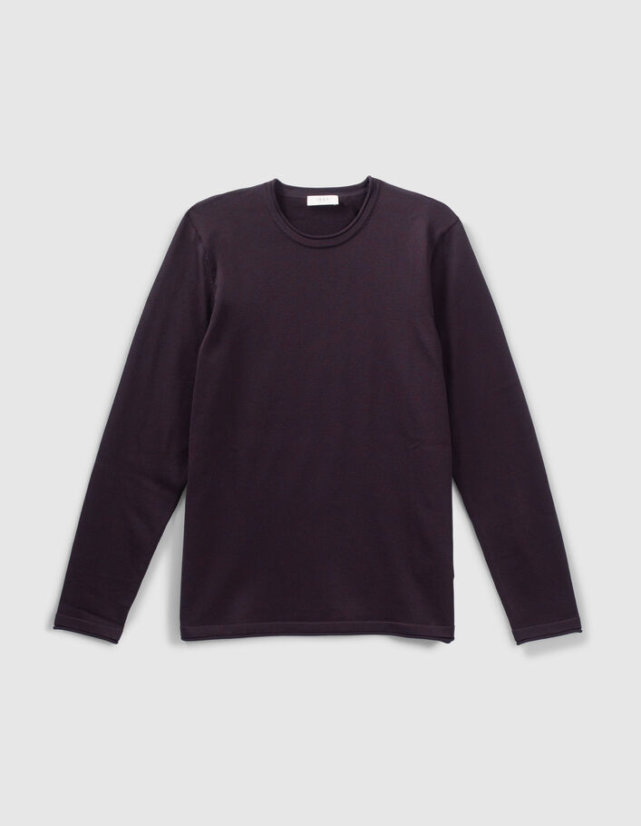 Pull burgundy tricot mouliné bicolore Homme