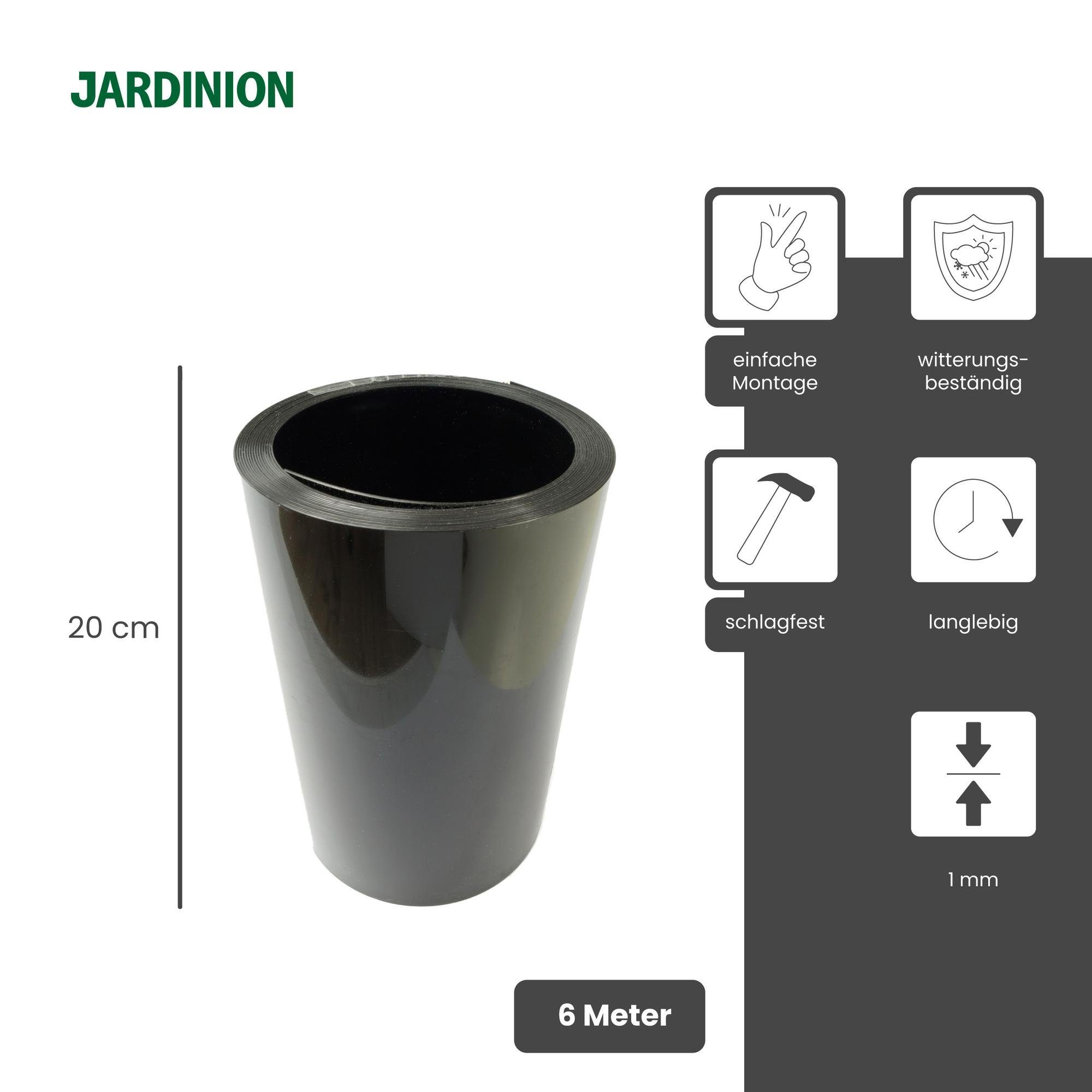 Jardinion Rasenkante, Rasenkante EXTRA STARK 1 Rolle à 6m x 20cm, Beeteinfassung Beetumrandung Mähkante - aus Kunststoff(PET)