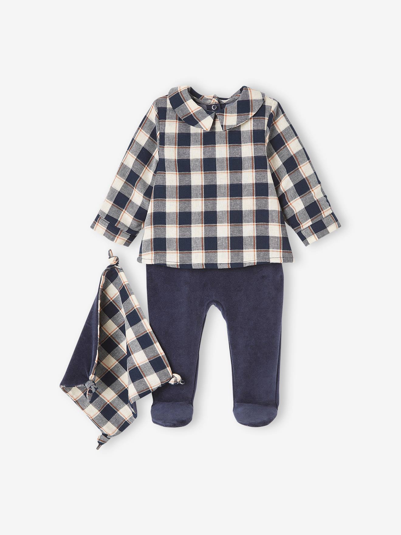 Dors-bien bébé garçon 2en1 avec doudou assorti encre