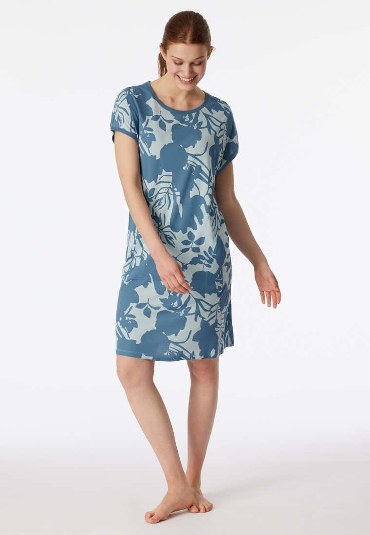 Sleepshirt kurzarm Blumenprint bluebird - Modern Nightwear