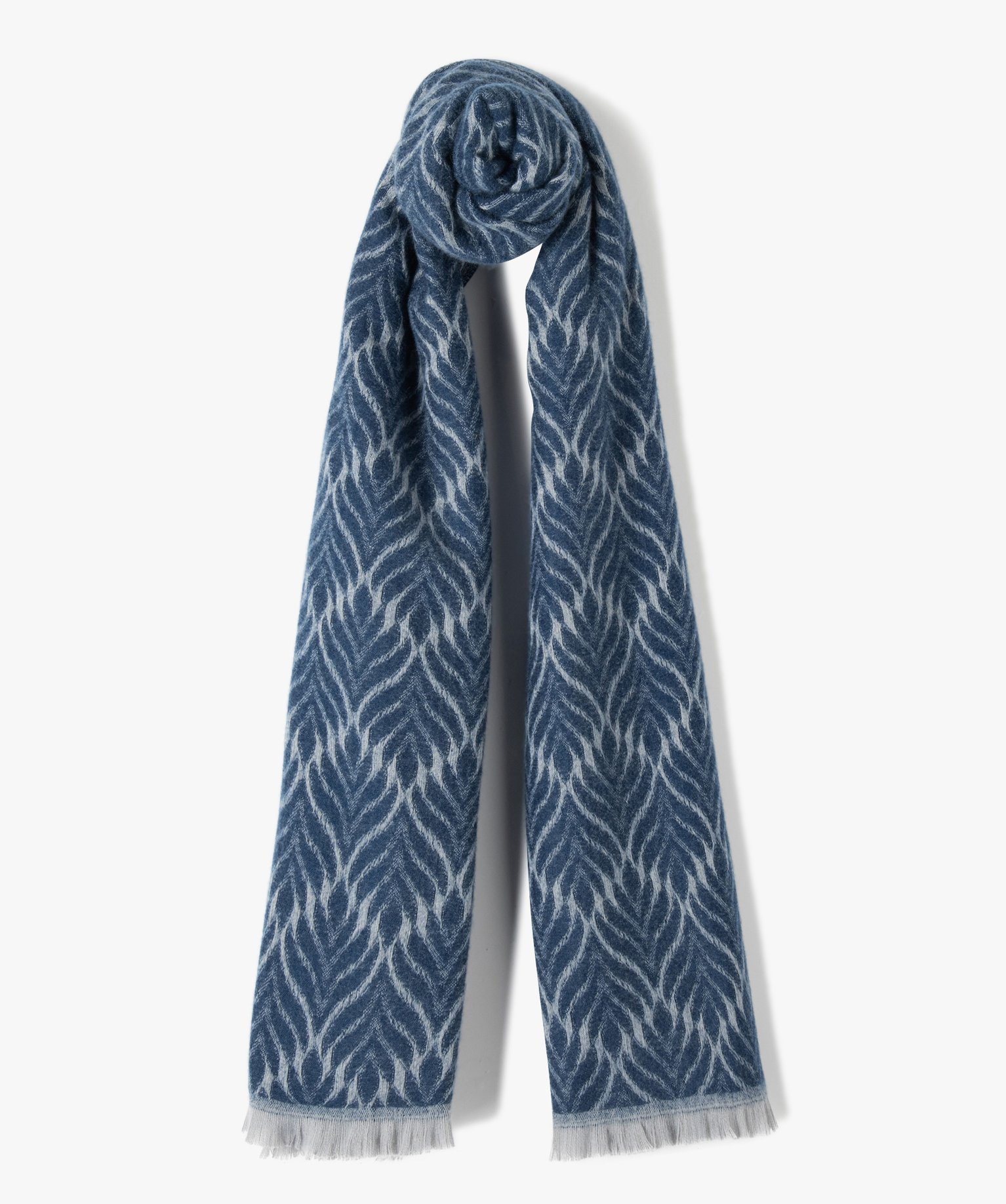 écharpe femme jacquard toute douce bleu | GEMO