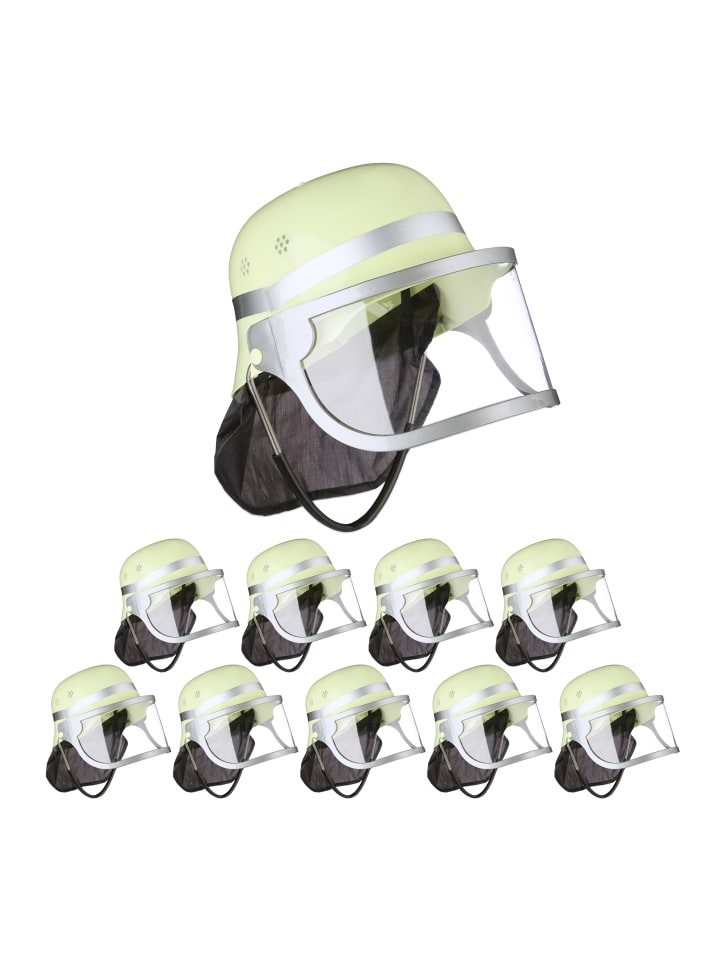 relaxdays 10 x Feuerwehrhelm in Gelb - (B)22,5x (H)24,5 x (T)28 cm günstig kaufen onesize