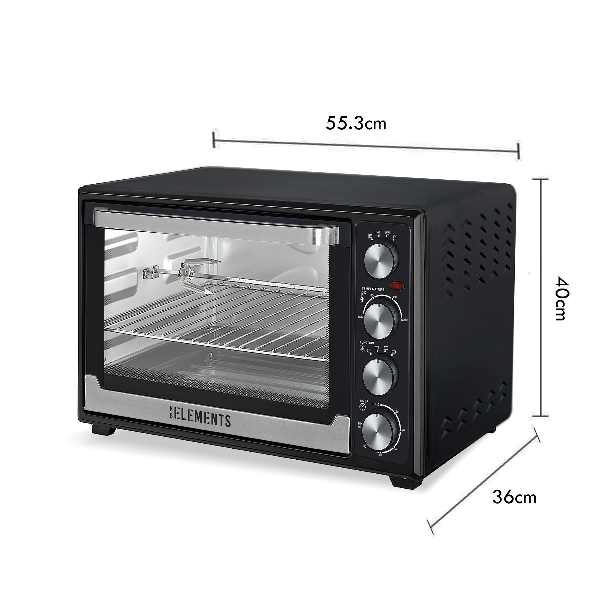KB Elements Minibackofen ELK45V1, 2000 Watt, 45 Liter, Drehspieß, Konvektionsgebläse
