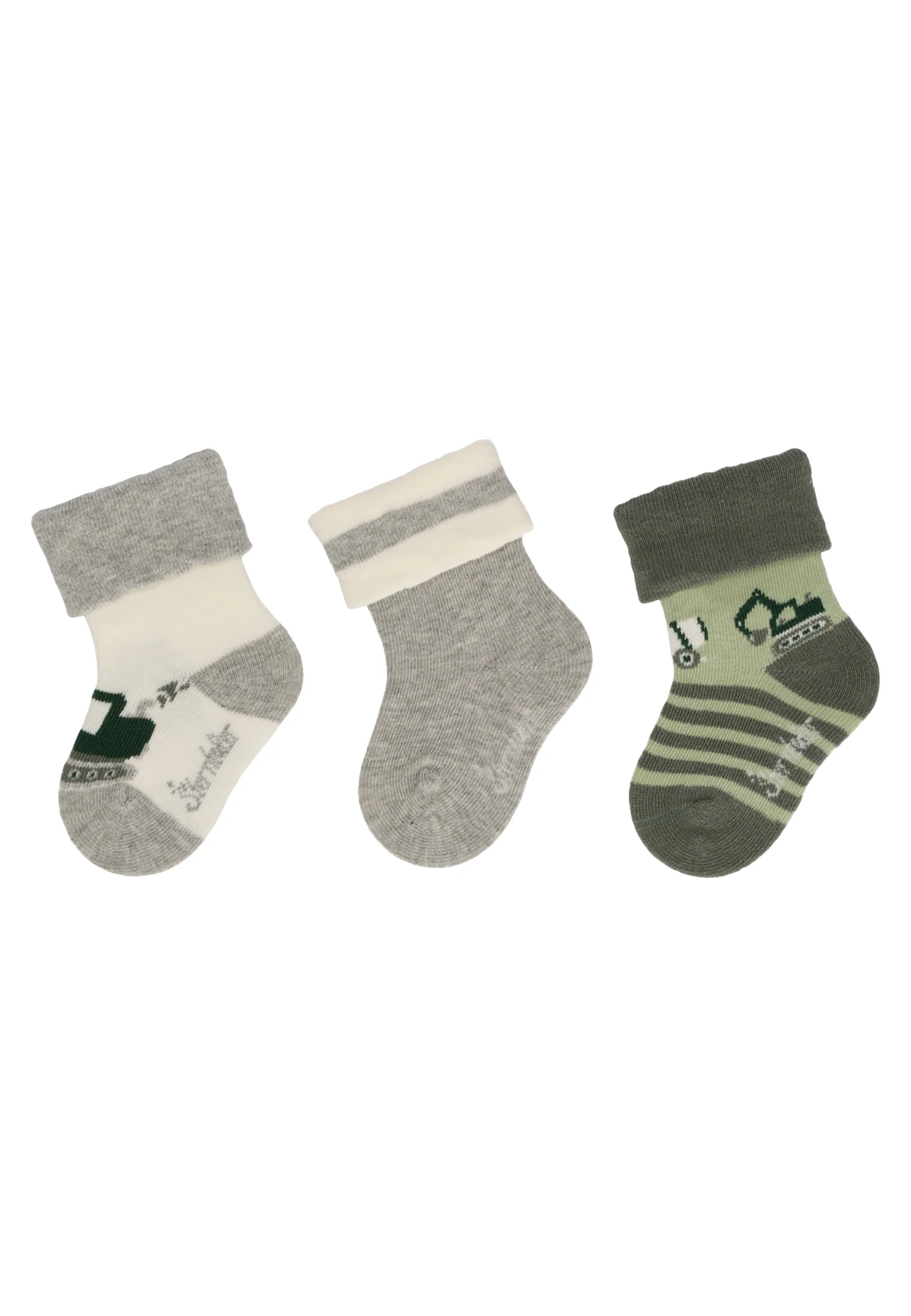 Socken im 3er Pack mit Motiv Bagger in versch. Farben