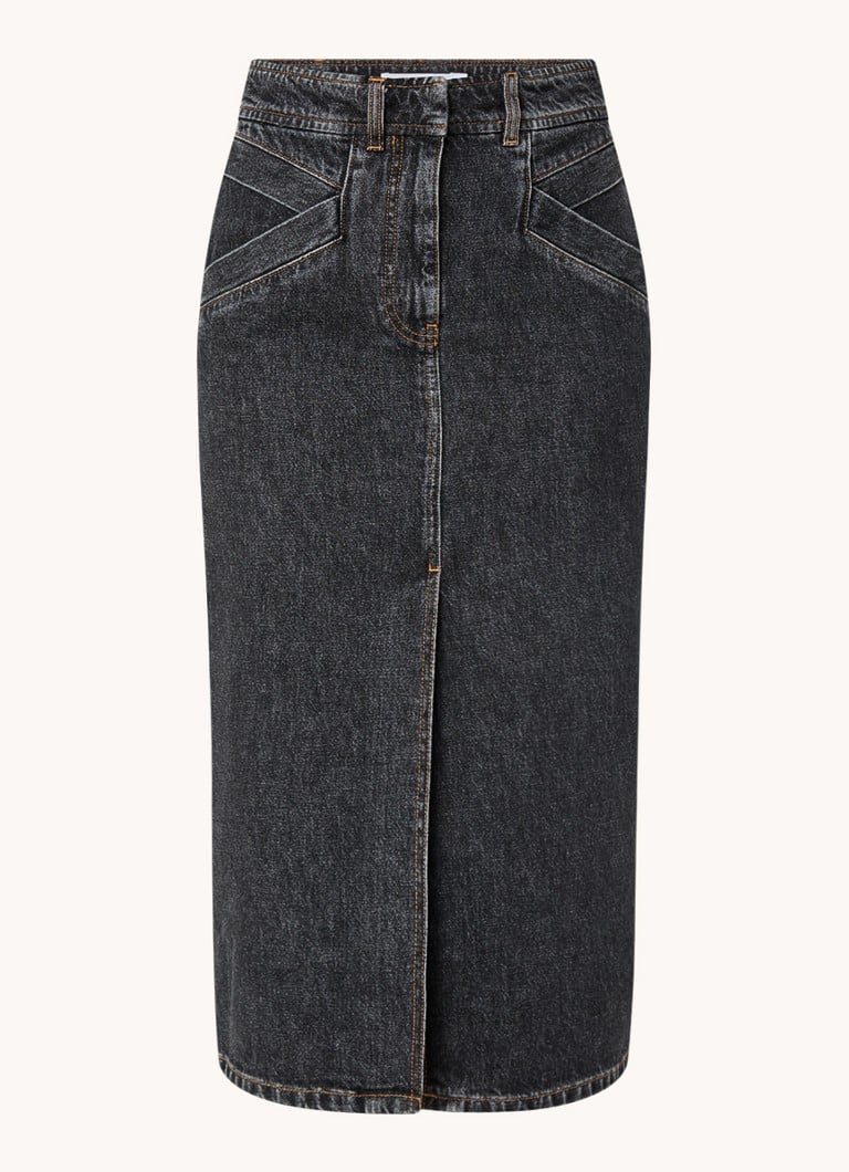 IRO Clarysee midi denim skirt in organic cotton blend with a slit