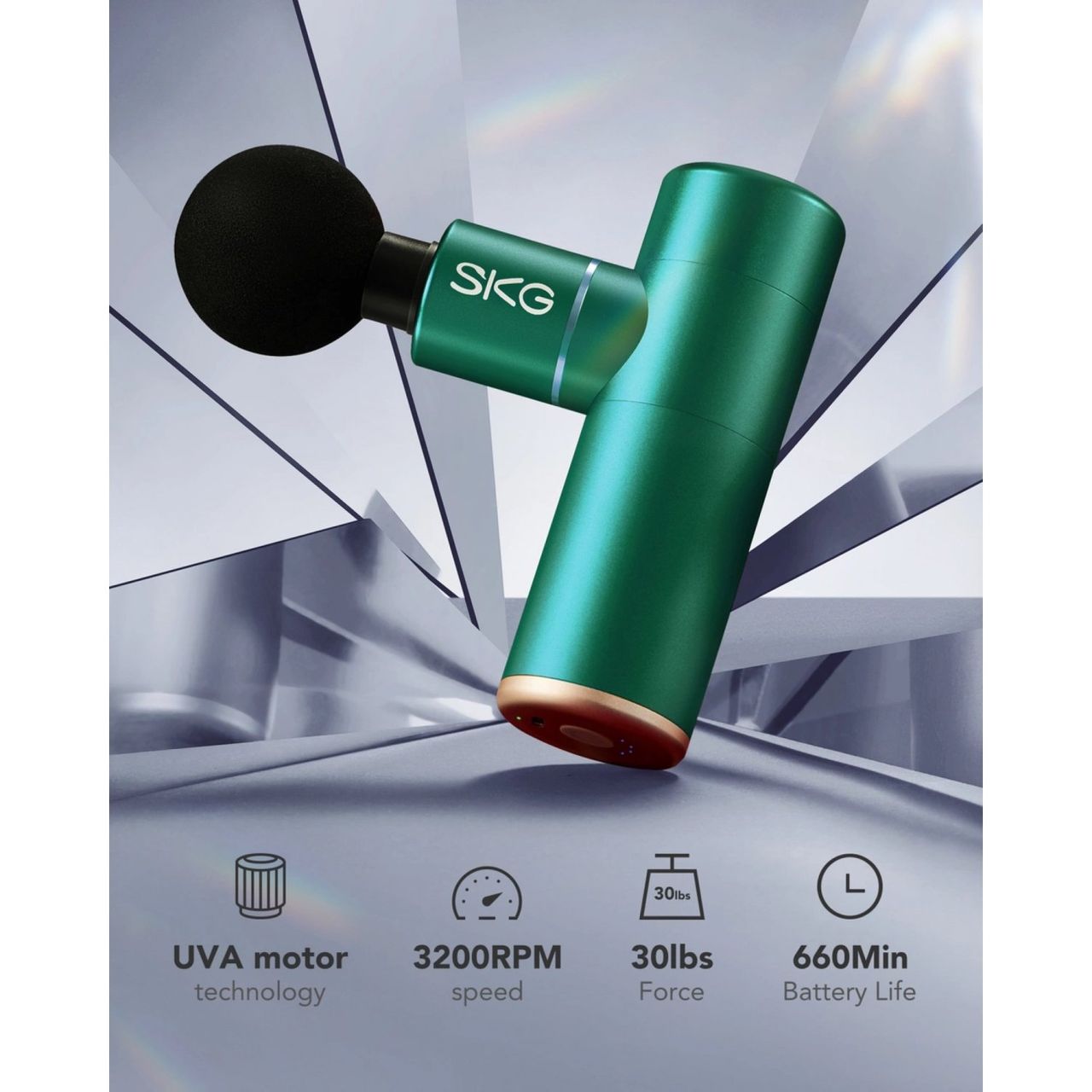 SKG F3-EN Massagepistole für den ganzen Körper 2200 mAh 5-11h-Arbeitszeit Grau