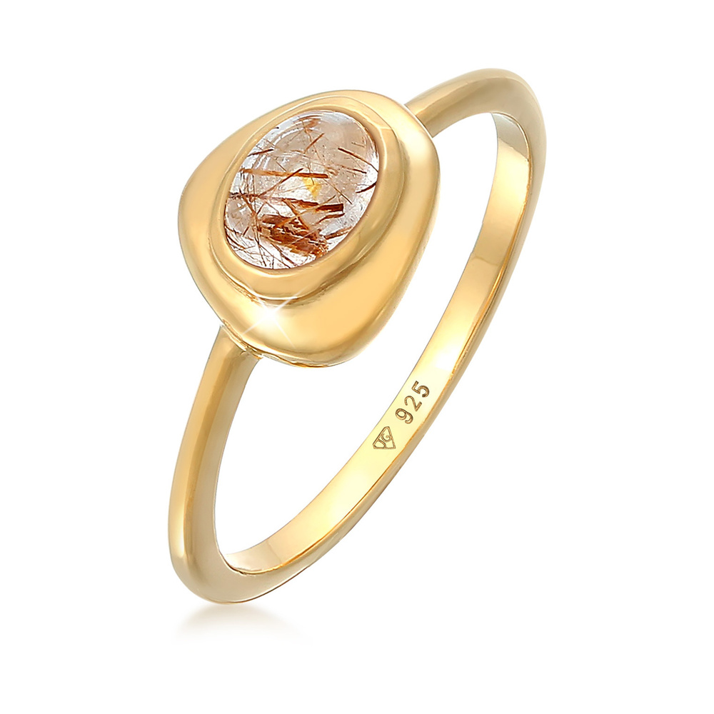 Elli PREMIUM Elli PREMIUM Bague Femmes cheveux d'ange ovale avec pierre précieuse de quartz en Bague