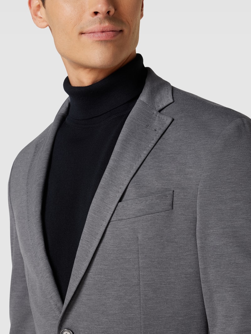 Slim Fit 2-Knopfsakko mit Anstecknadel Modell 'Seba' in silber meliert