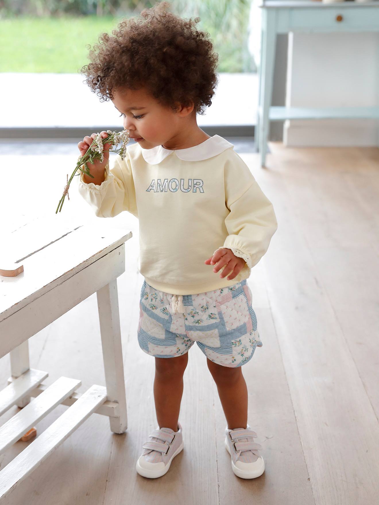 Vertbaudet Mädchen Baby Stoffschuhe, Klett - mehrfarbig