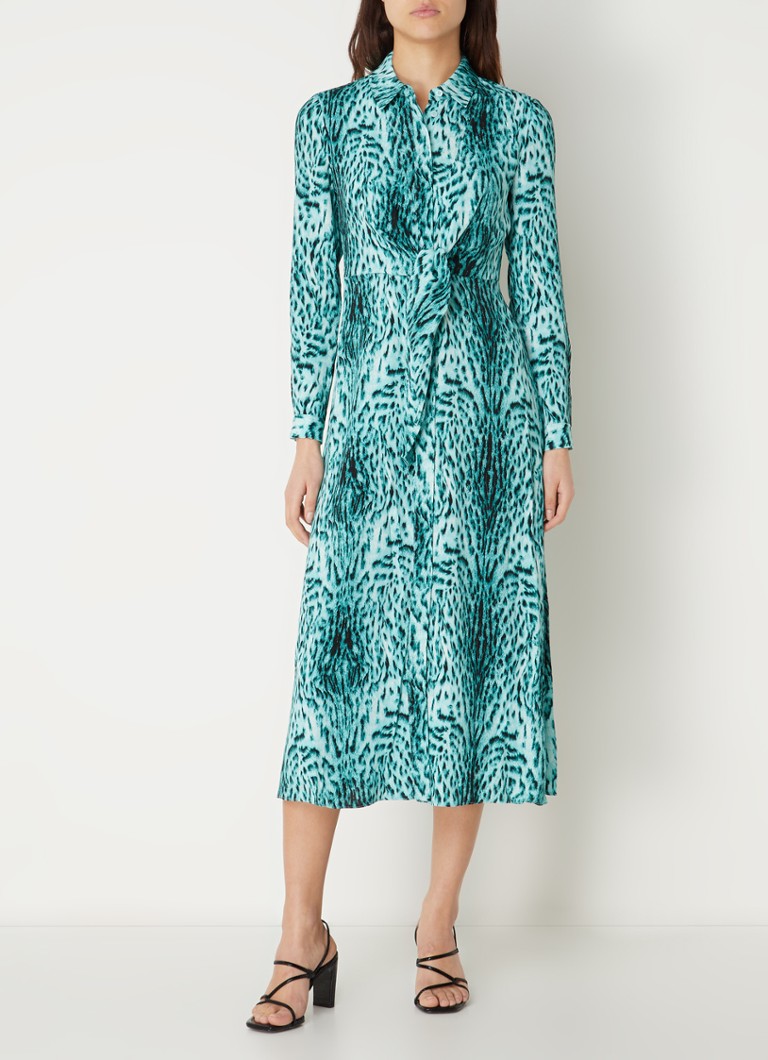 Rochie midi Whistles cu imprimeu leopard și fundă decorativă.