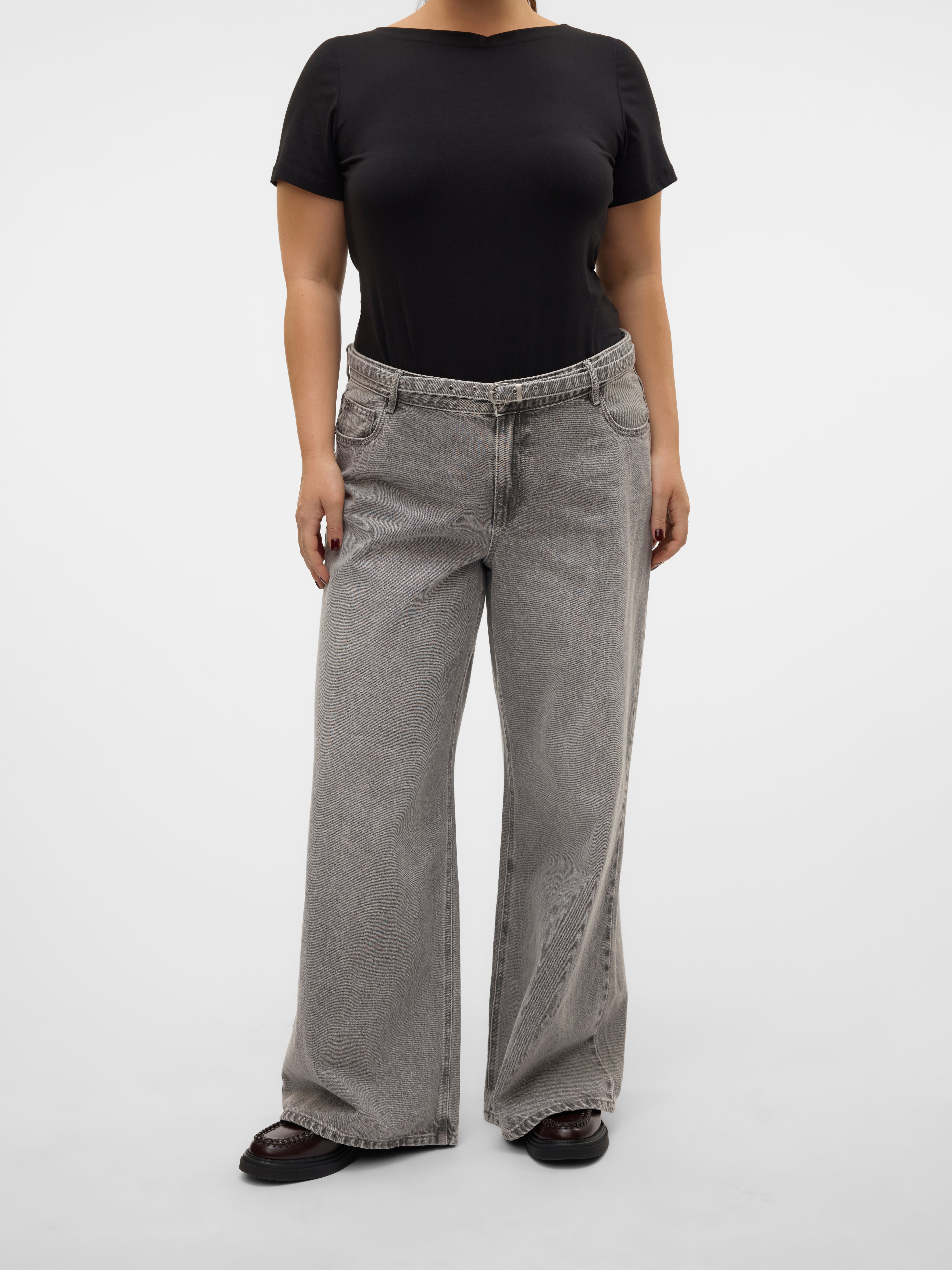 VMCANNET Mittlere Taille Weiter Beinschnitt Jeans