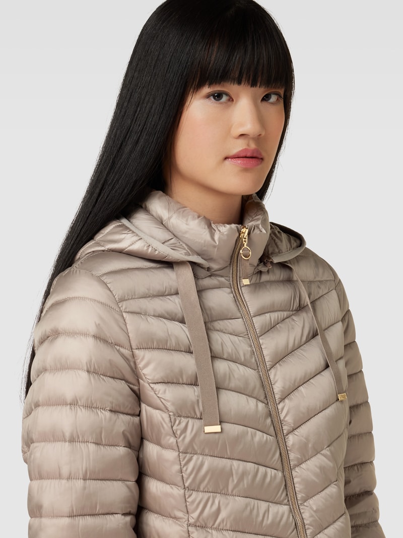 Steppjacke mit Kapuze in taupe