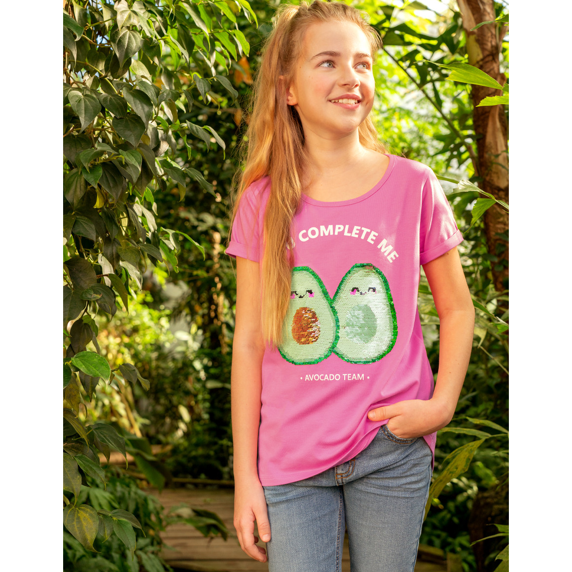 Mädchen T-Shirt mit Wendepailletten