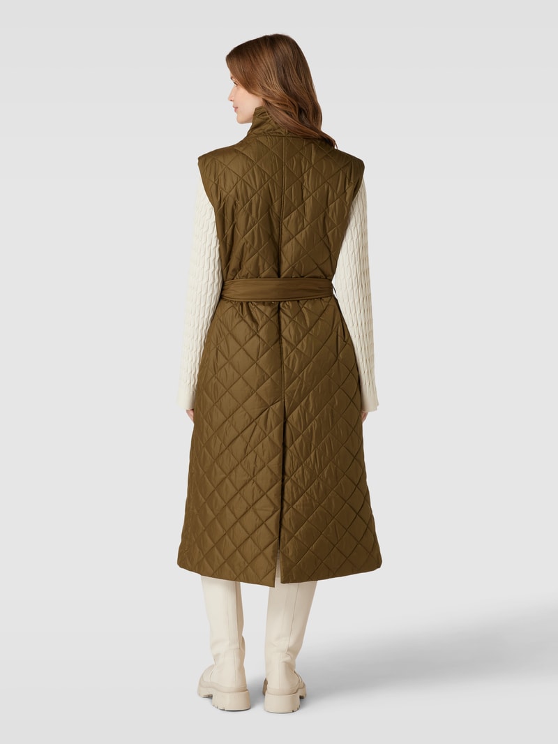 Steppweste mit Bindegürtel in khaki