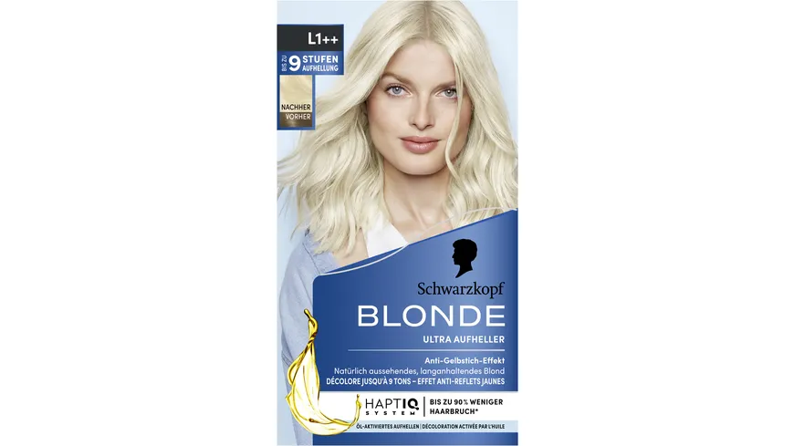 Schwarzkopf BLONDE Ultra Aufheller Anti-Gelbstich-Effekt L100 - eisblond