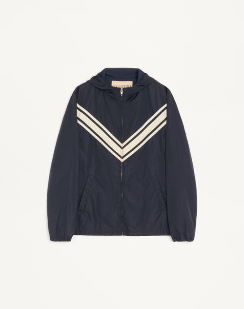 Valentino lichtgewicht nylon windjack met capuchon en ingelegde V-vormige details