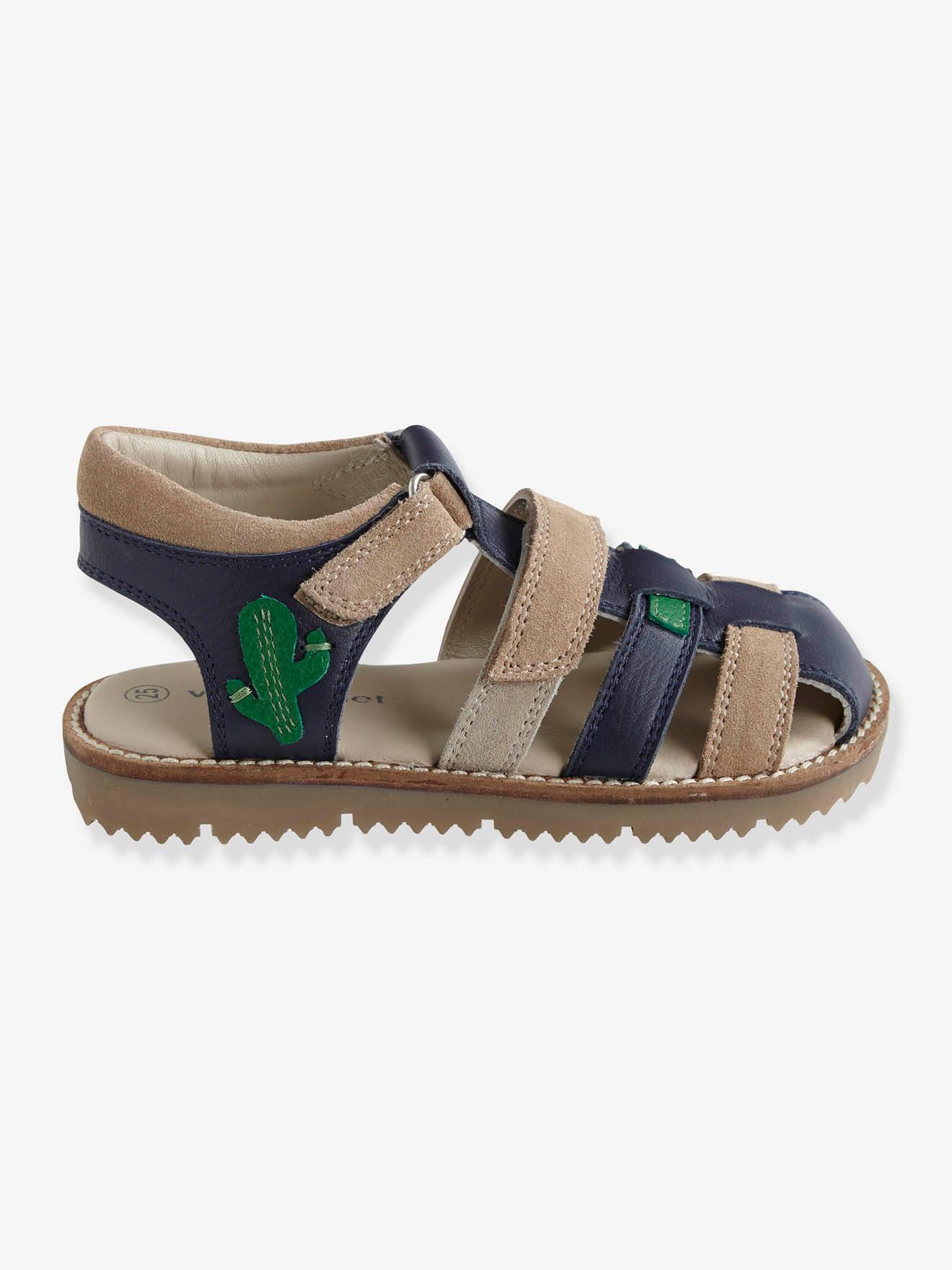 Vertbaudet Jungen Sandalen, Klettverschluss - schwarz