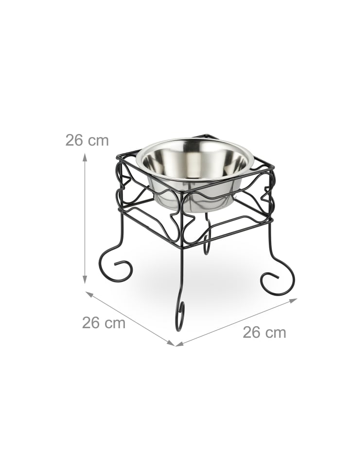 relaxdays Hundenapf in Schwarz/ Silber - (B)26 x (H)26 x (T)26 cm günstig kaufen onesize