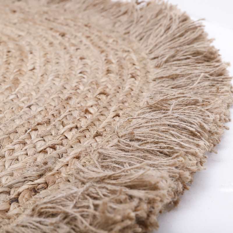 Tapis jute avec franges 140cm TERRA