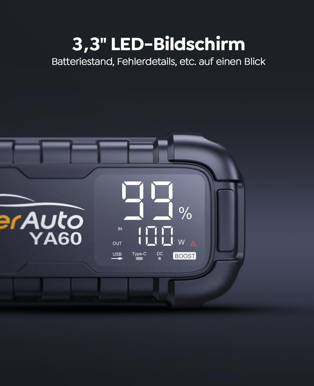 Yaber Starthilfegerät 26800 mAh, 6000A Spitzenstrom Powerbank, 45W Schnellladung