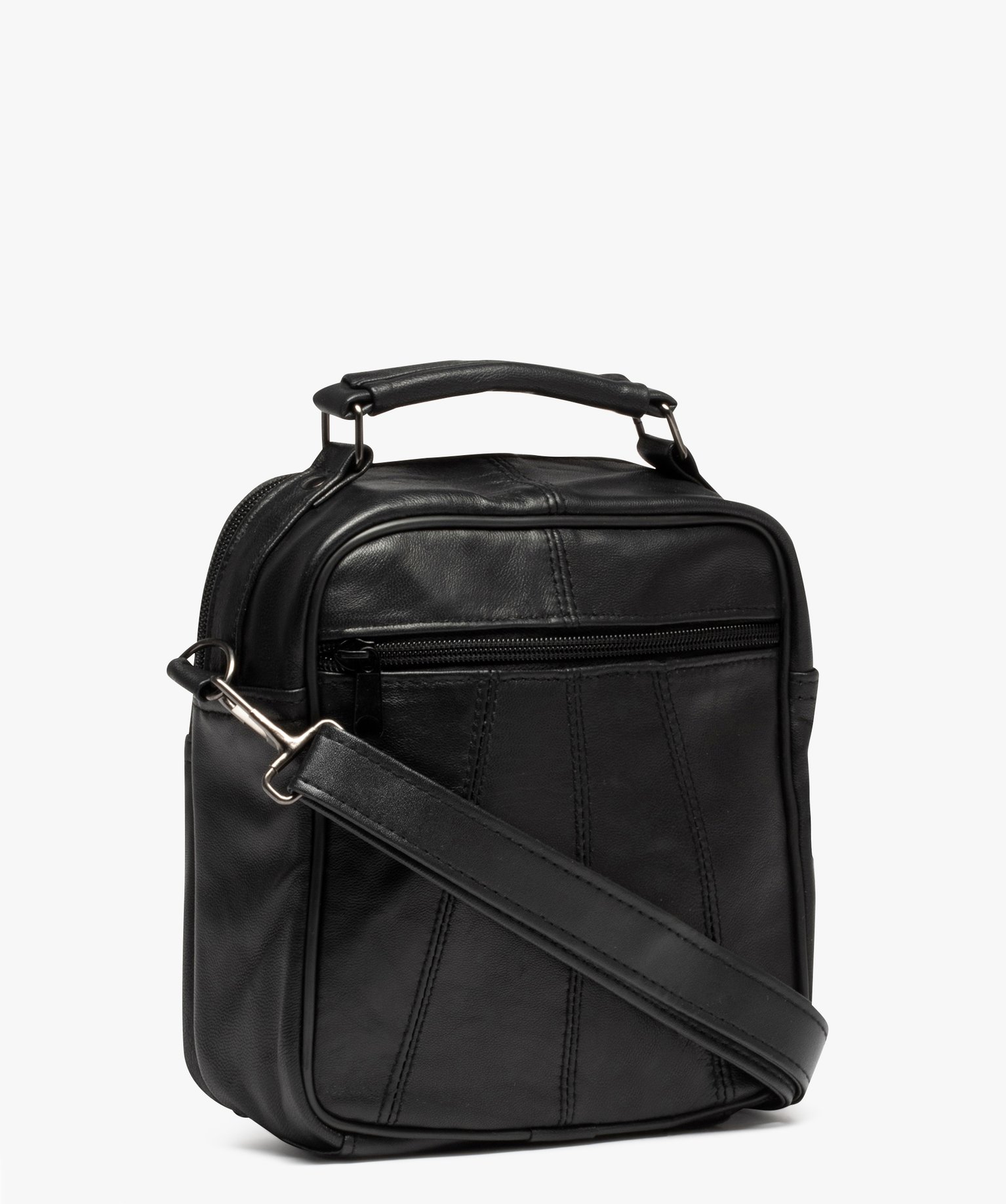 Sacoche en cuir avec bandoulière amovible homme noir | GEMO