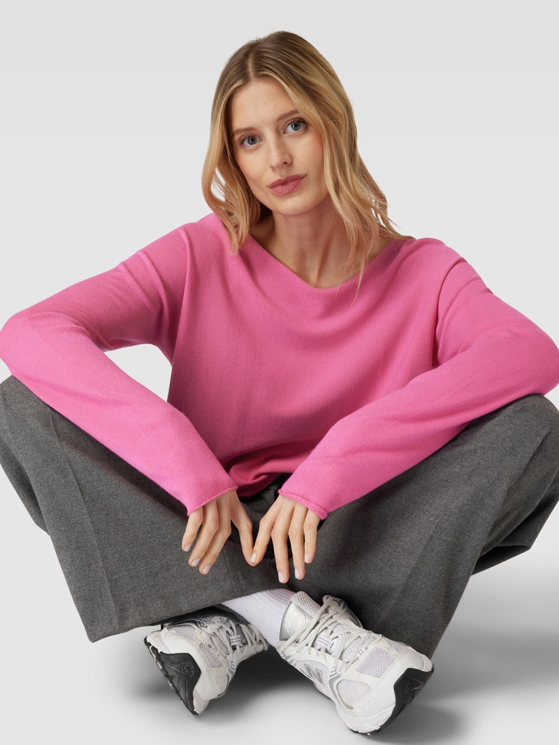 Strickpullover mit Rundhalsausschnitt in pink