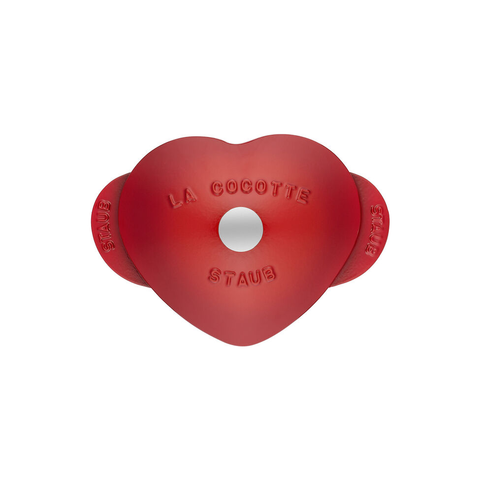 Cocotte 20 cm, Herz, Kirsch-Rot, Gusseisen