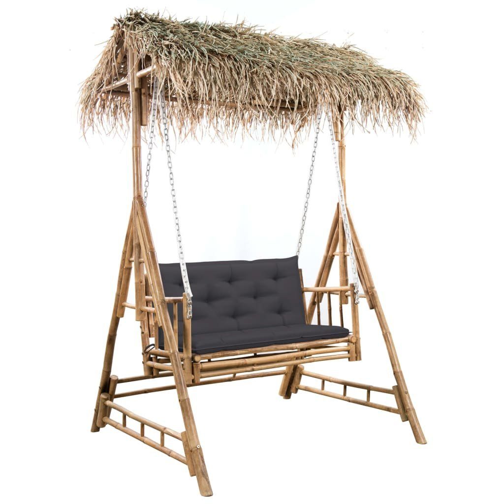 vidaXL Hollywoodschaukel Hollywoodschaukel mit Palmblättern und Kissen 202 cm Bambus, 1 tlg.