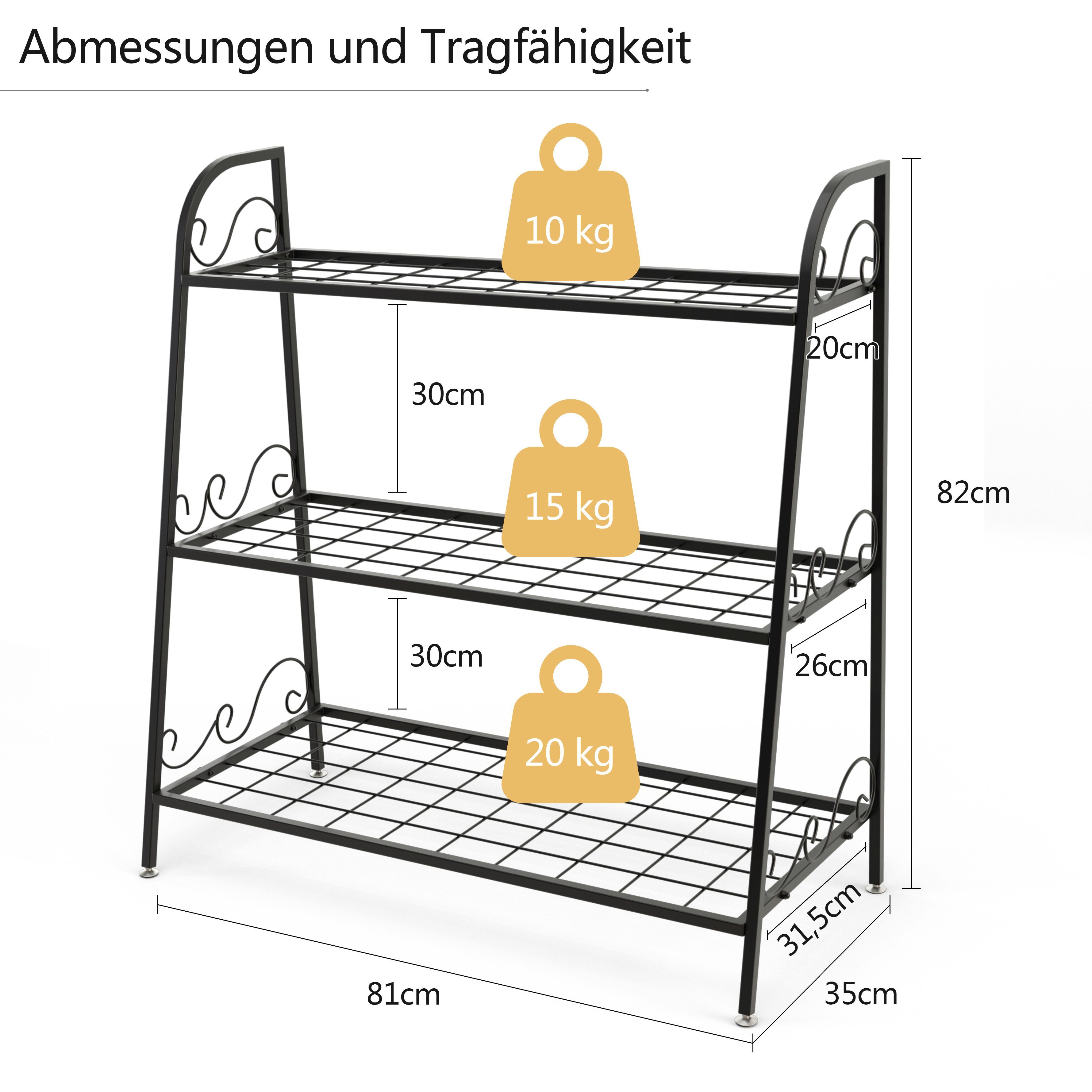 COSTWAY Pflanzentreppe, 3-stufiger Metall, für drinnen & draußen