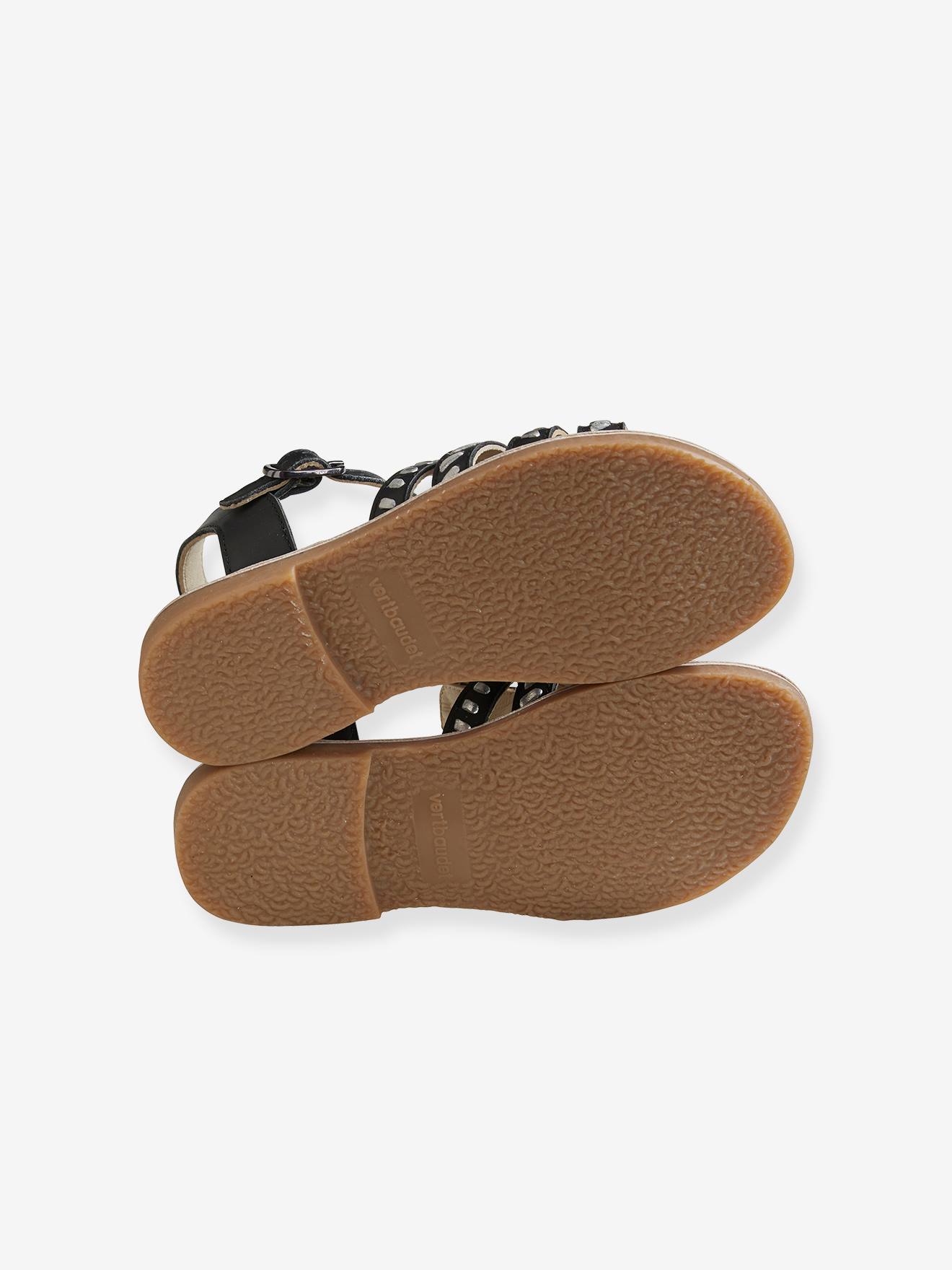 Sandales cuir ethnique fille noir