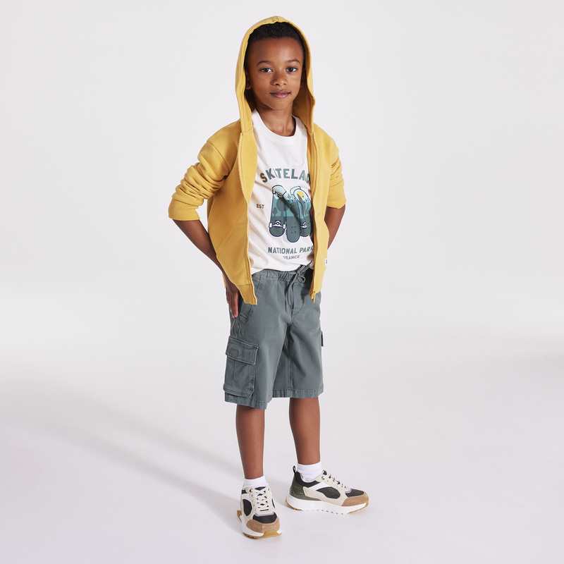 Sweat zippé à capuche jaune garçon