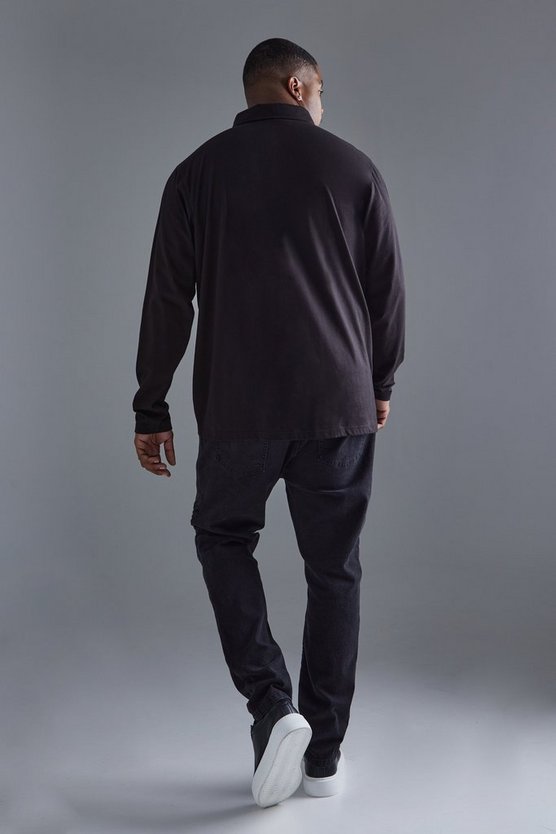 Plus langärmliges Jersey-Hemd