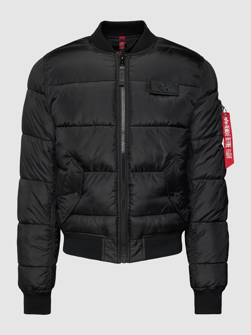 Bomberjacke mit Label-Detail in schwarz