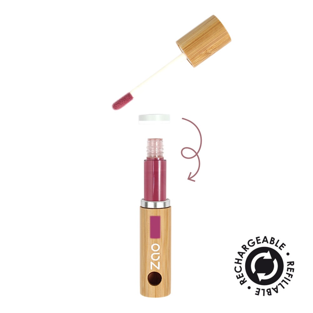 zao essence of nature Vernis à lèvres 035 Framboise ZAO Vernis à lèvres  Certifié Bio, Formule 100% naturelle, Vegan et Rechargeable