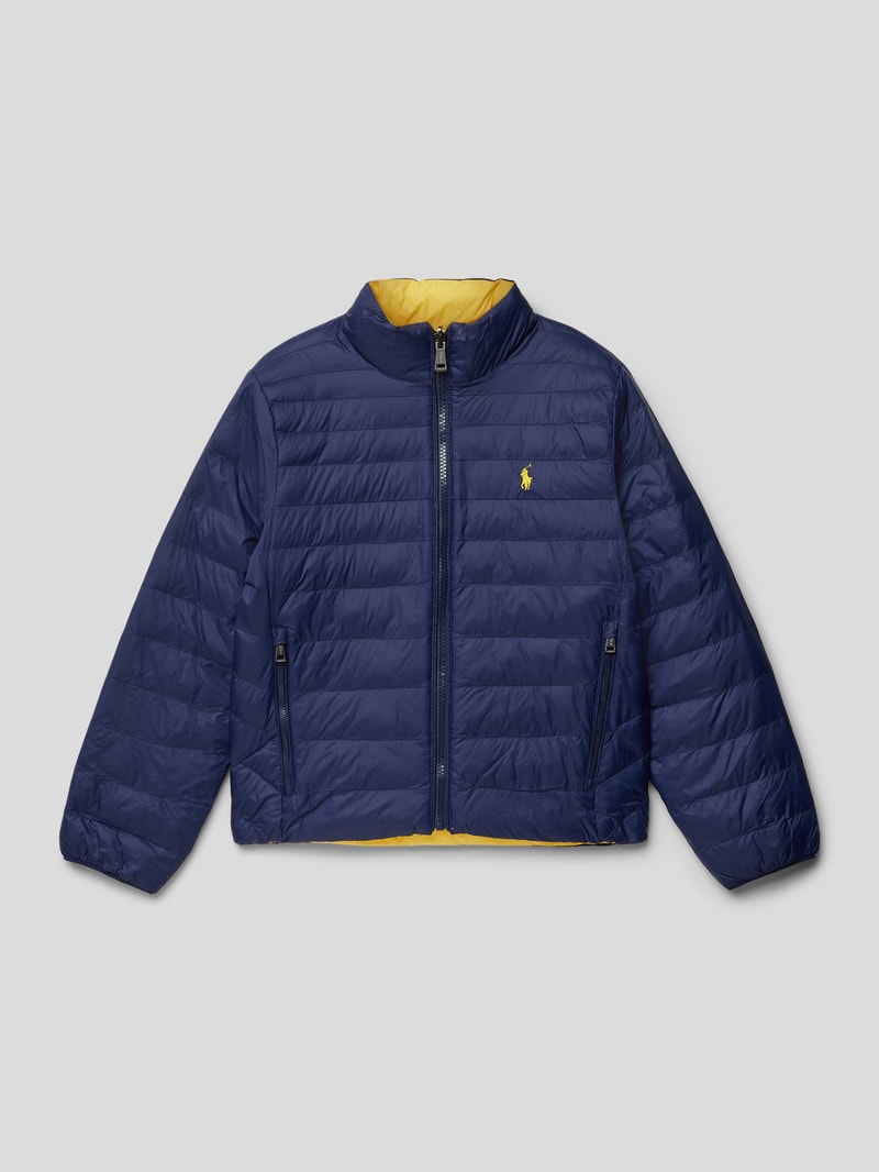 Steppjacke mit Label-Stitching in marineblau