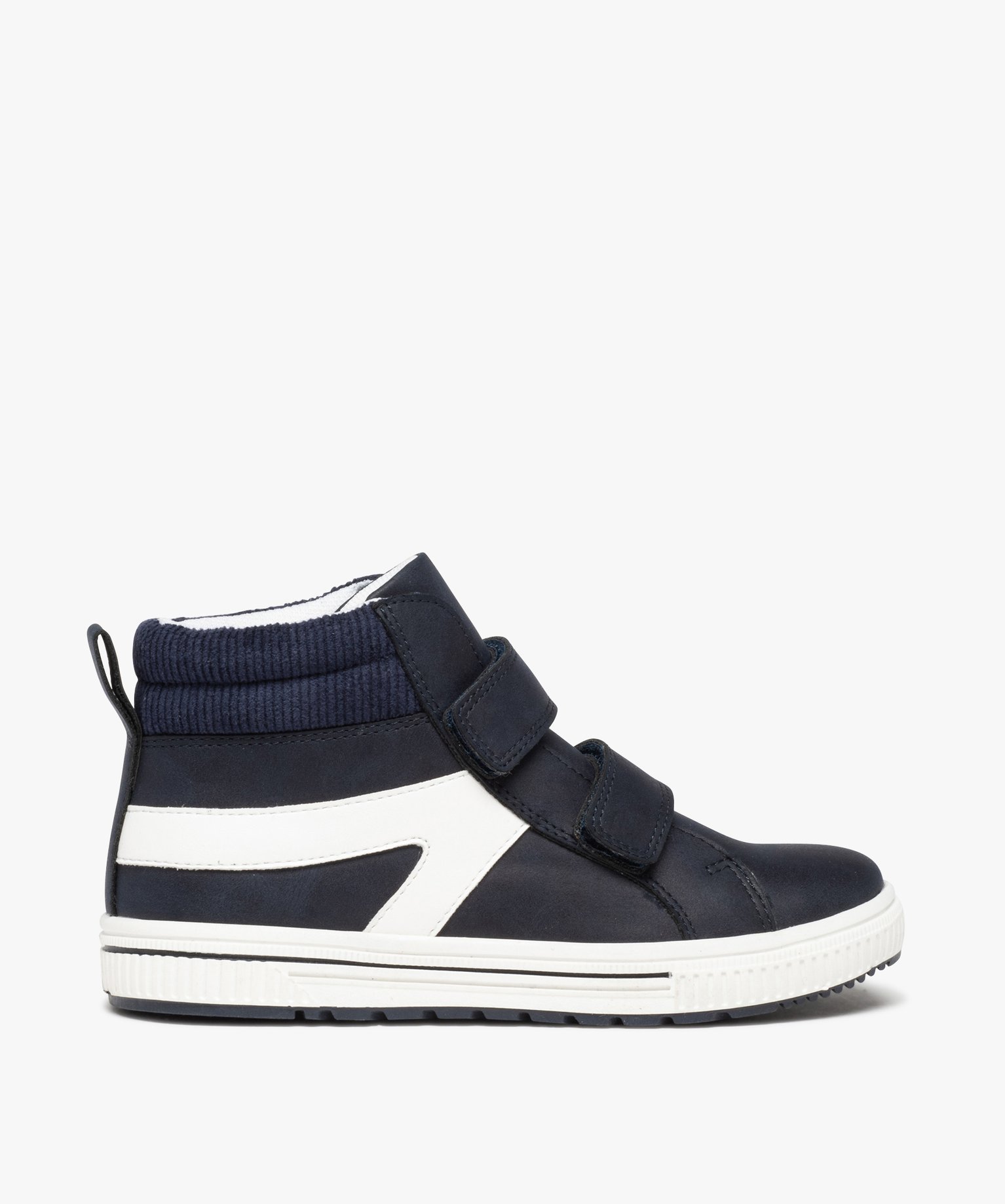 Baskets Garçon mid-cut bicolores avec col en velours marine | GEMO