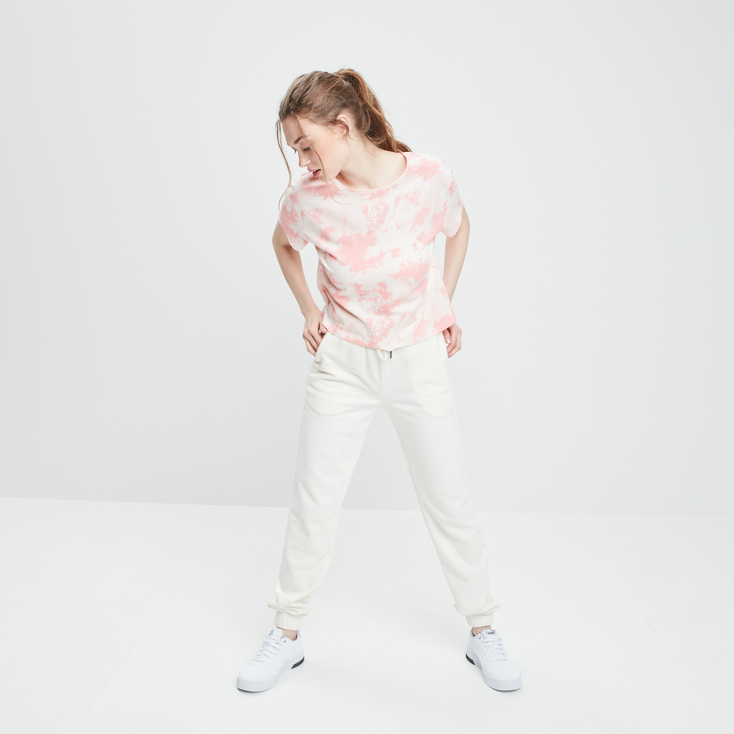 T-shirt cropped col rond rose fluo femme | La Halle