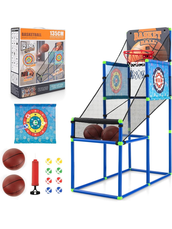 COSTWAY Arcade Basketball Spielset in Blau günstig kaufen 135 cm