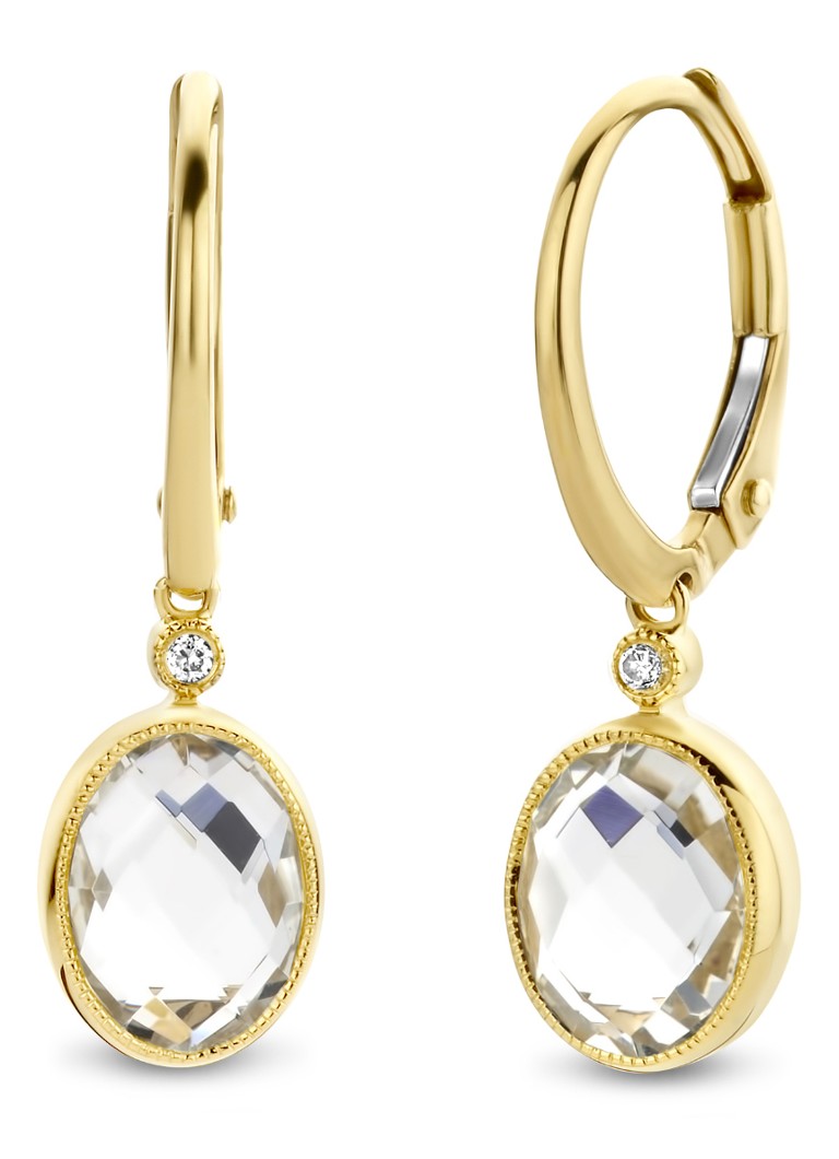 Diamond Point Yellow gold earrings 3.21 ct white topaz Philosophy
