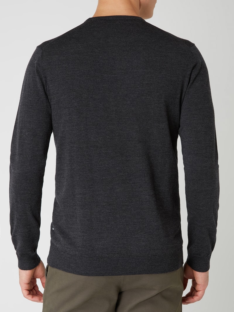 Pullover aus Merinowolle Modell 'Margrate' in dunkelgrau meliert