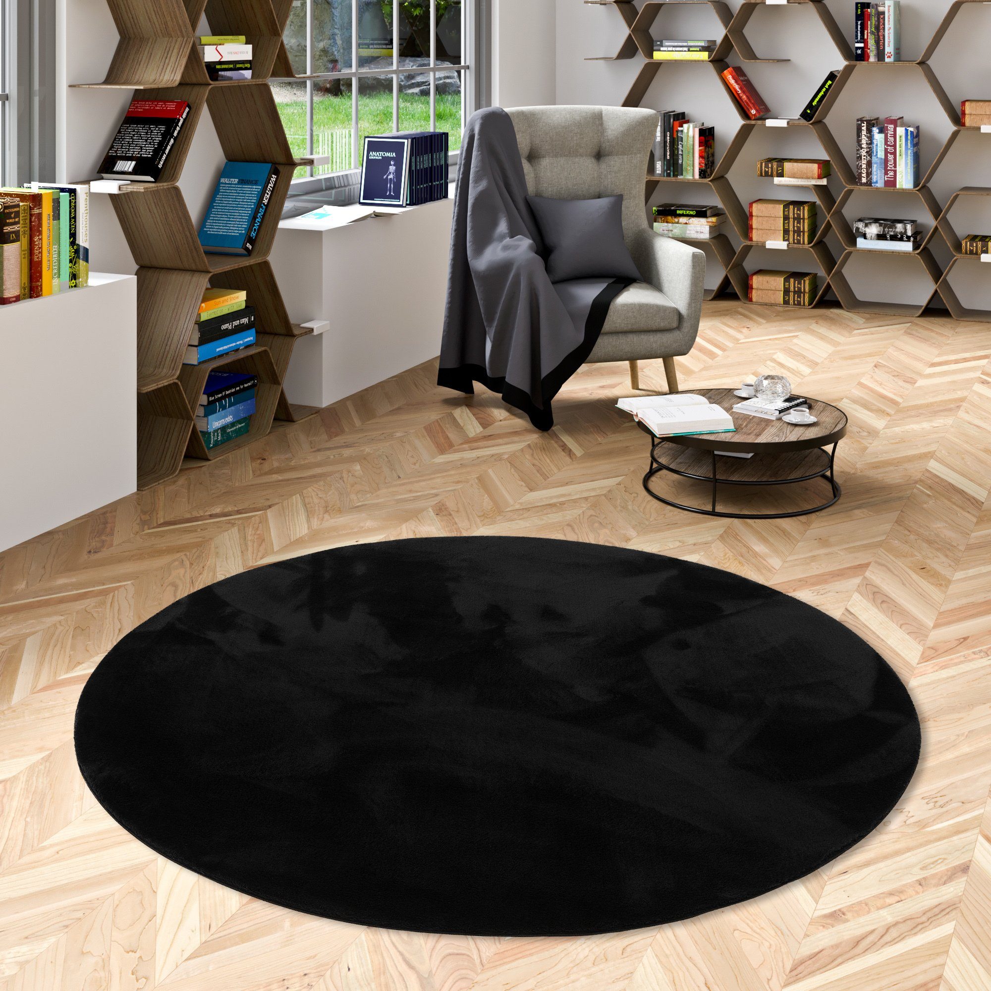 Fellteppich Luxus Super Soft Fellteppich Pearl Rund, Pergamon, Rund, Höhe: 19 mm