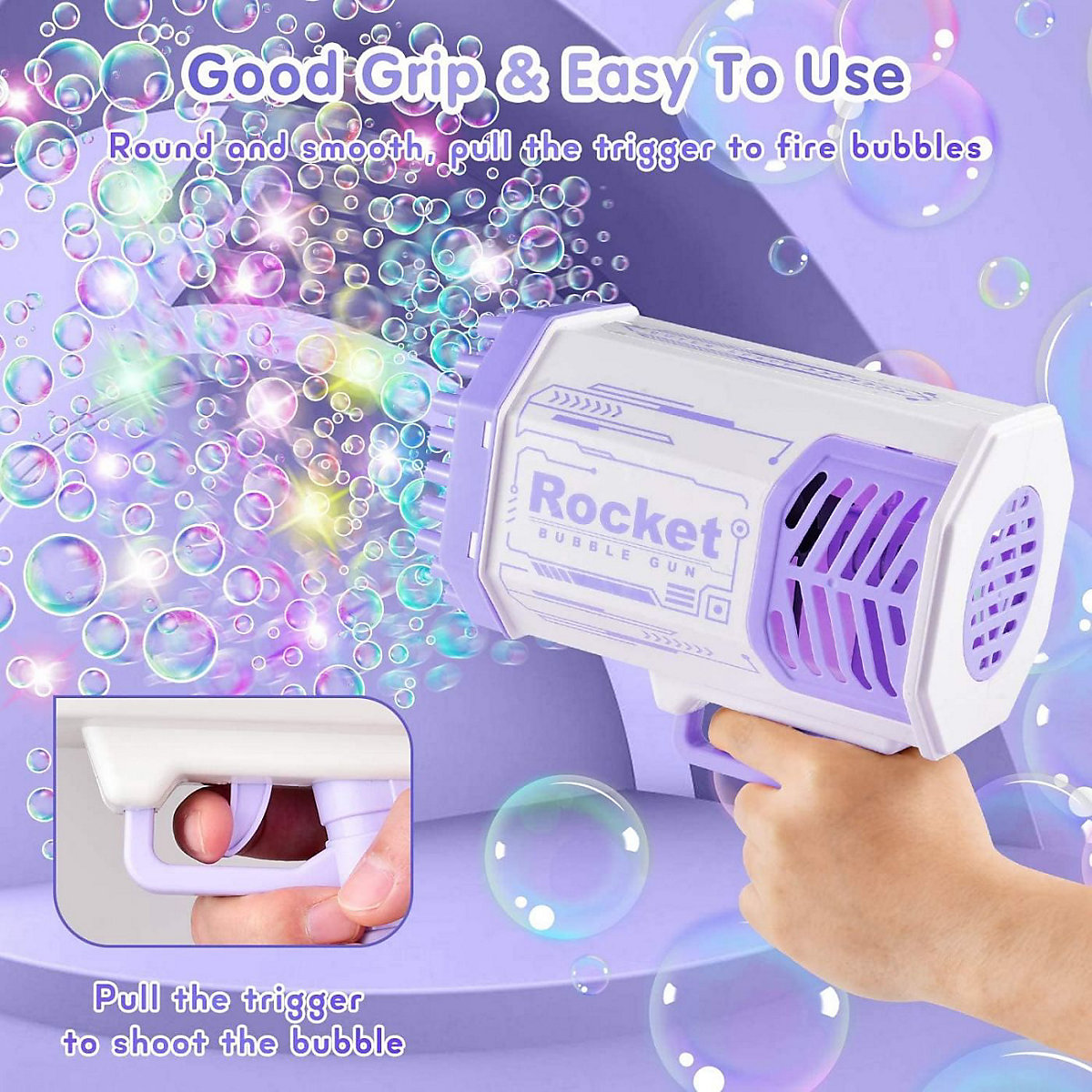 Seifenblasenmaschine Bubble Machine Elektrische Wasserpistole Outdoor Spielzeug - 69 Löcher Seifenblasen Hochzeit Toy Gun Mit Lichtern - Bubble Für Halloween Party Hochzeit Bubble 69 Loch Seifenblas