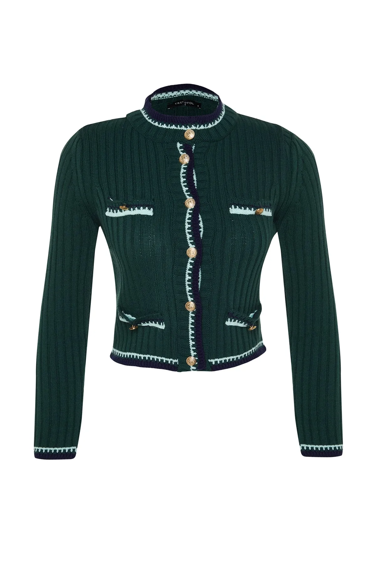 Trendyol Collection  Smaragdgrüne kurze Strickjacke TWOAW23HI00550