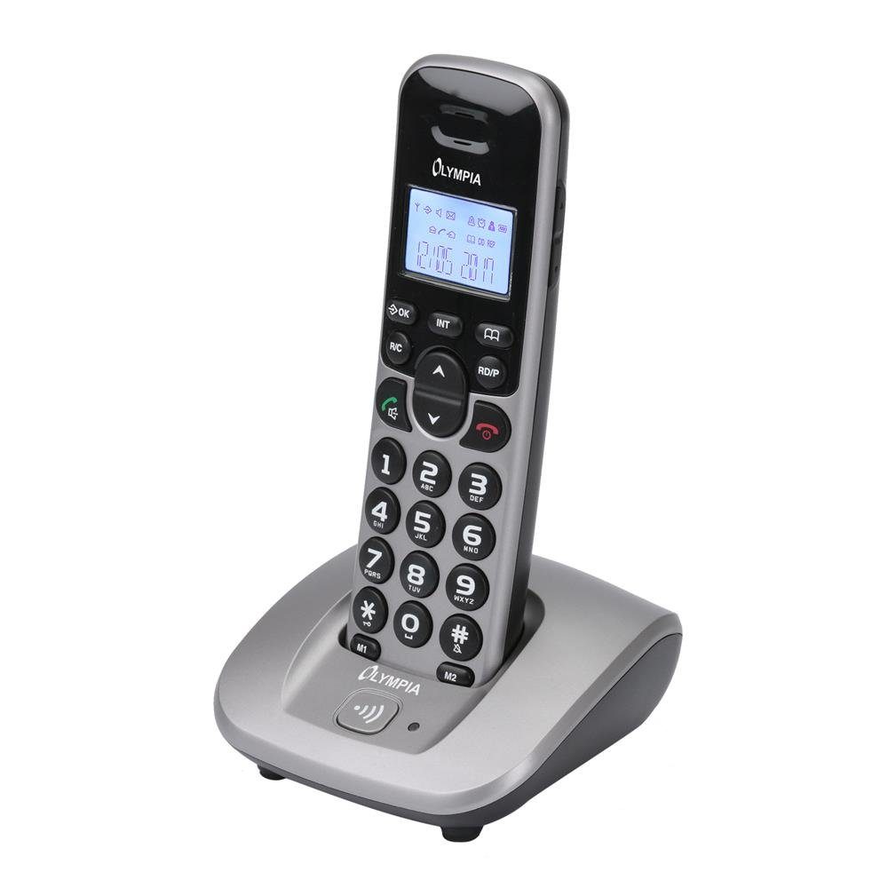OLYMPIA OFFICE DECT 5000 Schnurloses DECT-Telefon (große Tasten, kabellos, Festnetz, Senioren Rentner Telefon, silber)