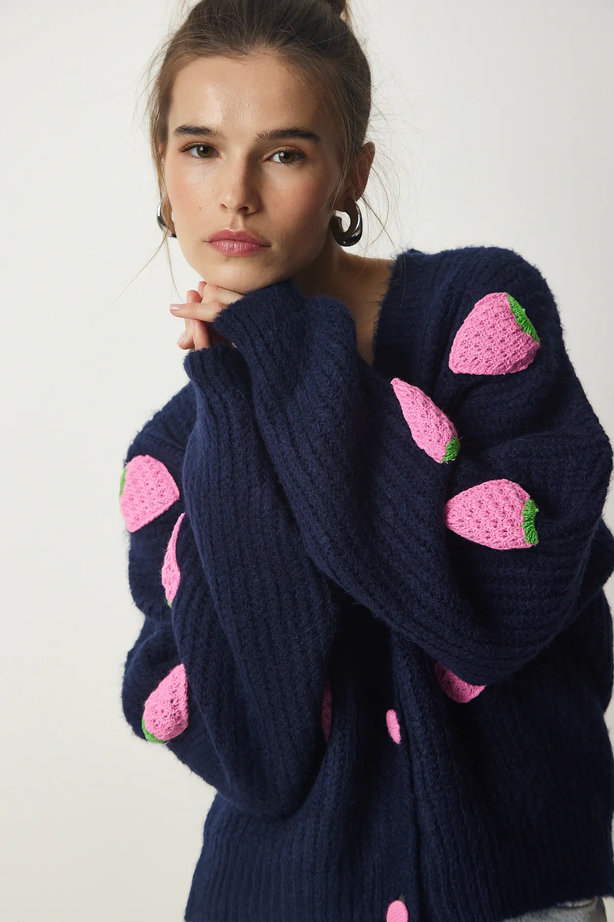 Happiness İstanbul  Strickjacke - Dunkelblau - Oversized