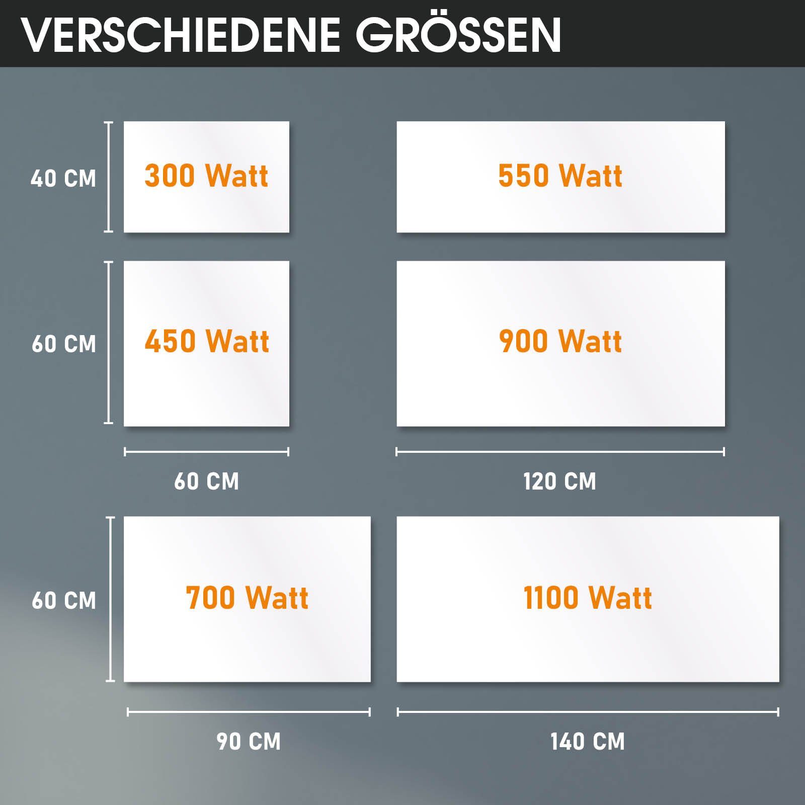 BRAST Infrarotheizung Hybrid; 300-1100 Watt; Hoher Wirkungsgrad; Ultraflache Bauweise, Überhitzungsschutz; Inkl. Wandhalterung
